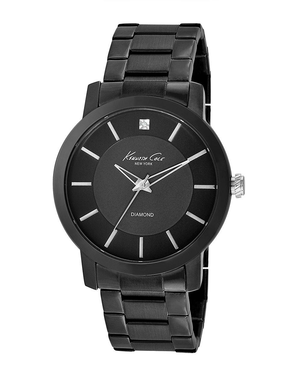 Kenneth cole Mens Stainless Steel And Diamond Watch in Black for Men | Lyst