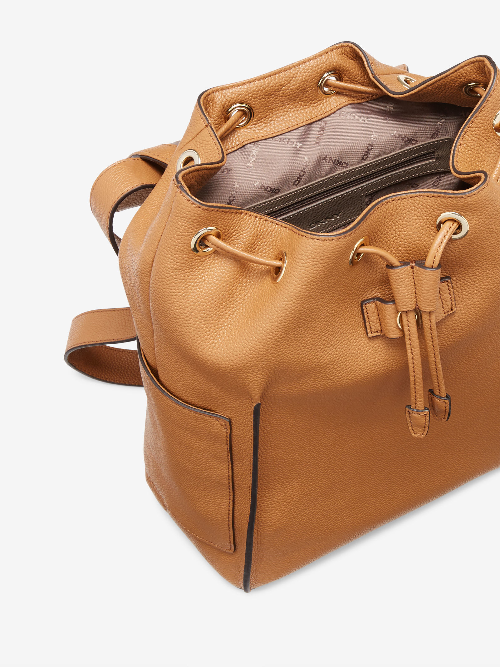 DKNY Fine Pebble Leather Backpack in Dark Camel (Brown) Lyst