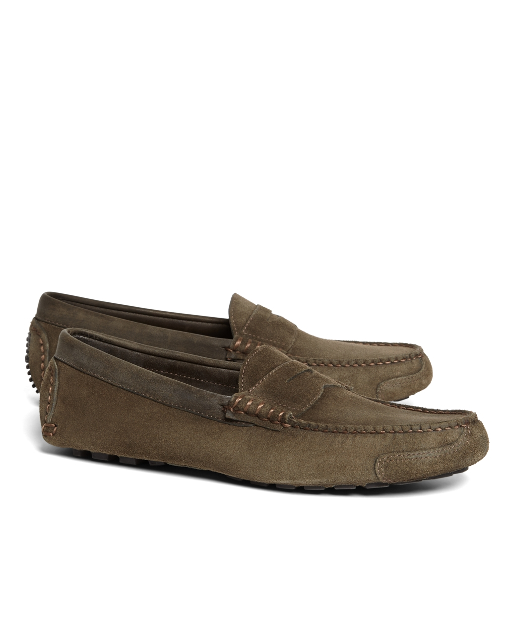 Lyst - Brooks Brothers Horween Suede Penny Driving Moccasins in Gray