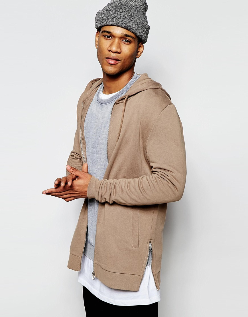beige zip hoodie