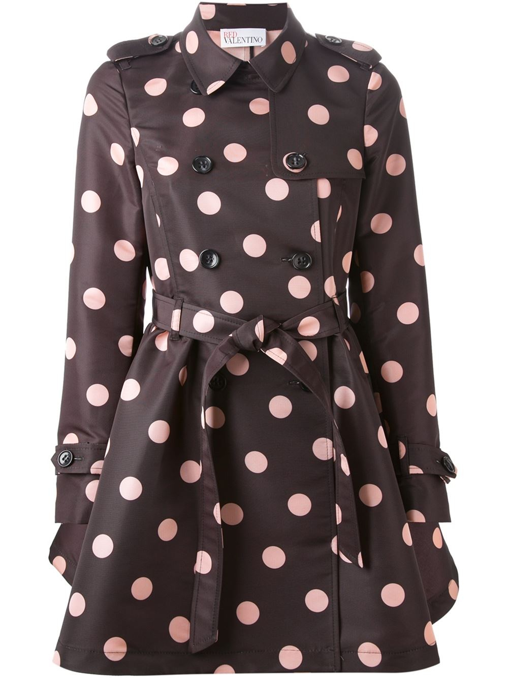 Red valentino Polka-Dot Belted Trench Coat in Black | Lyst