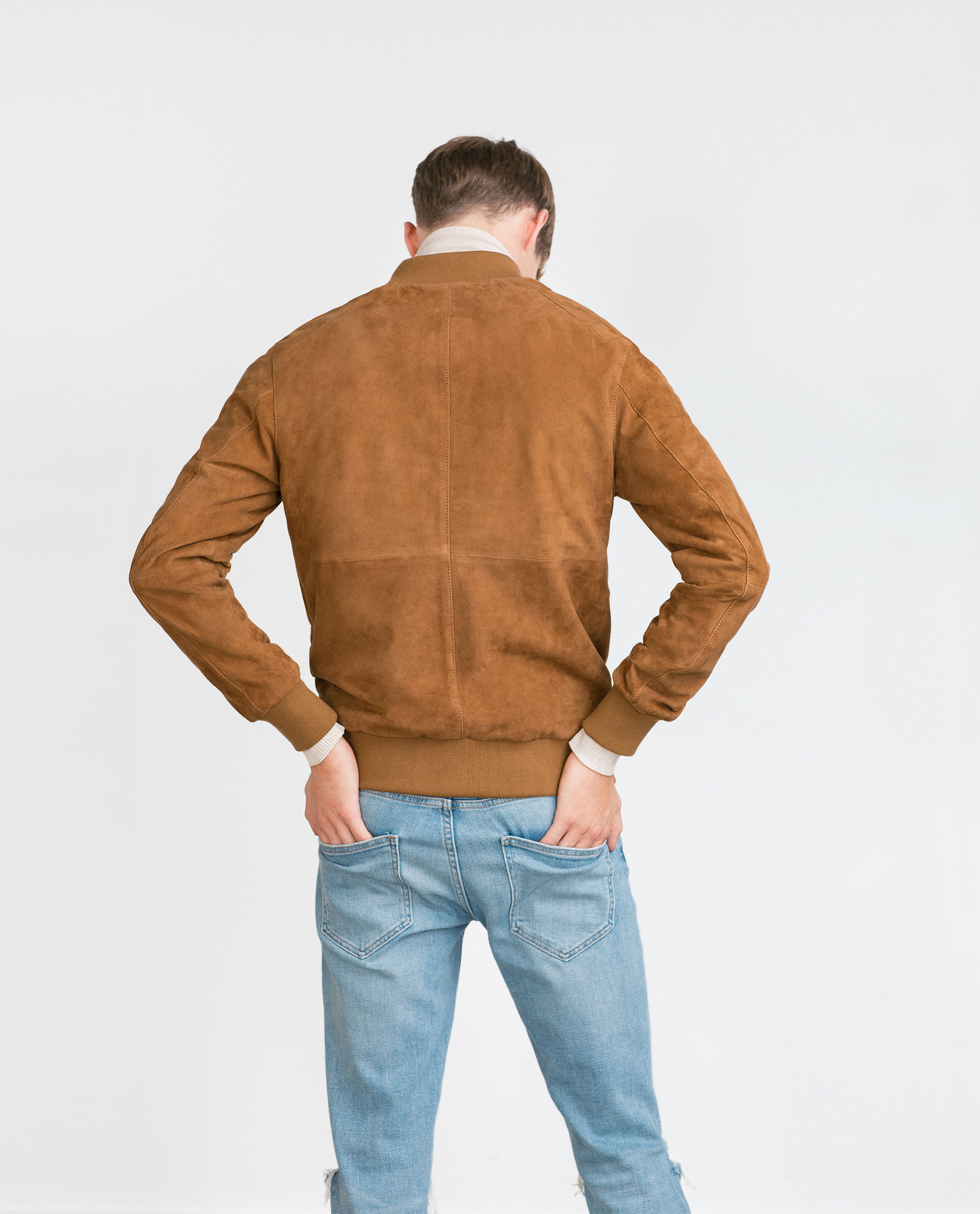 Zara Suede Bomber Jacket in Brown for Men Lyst