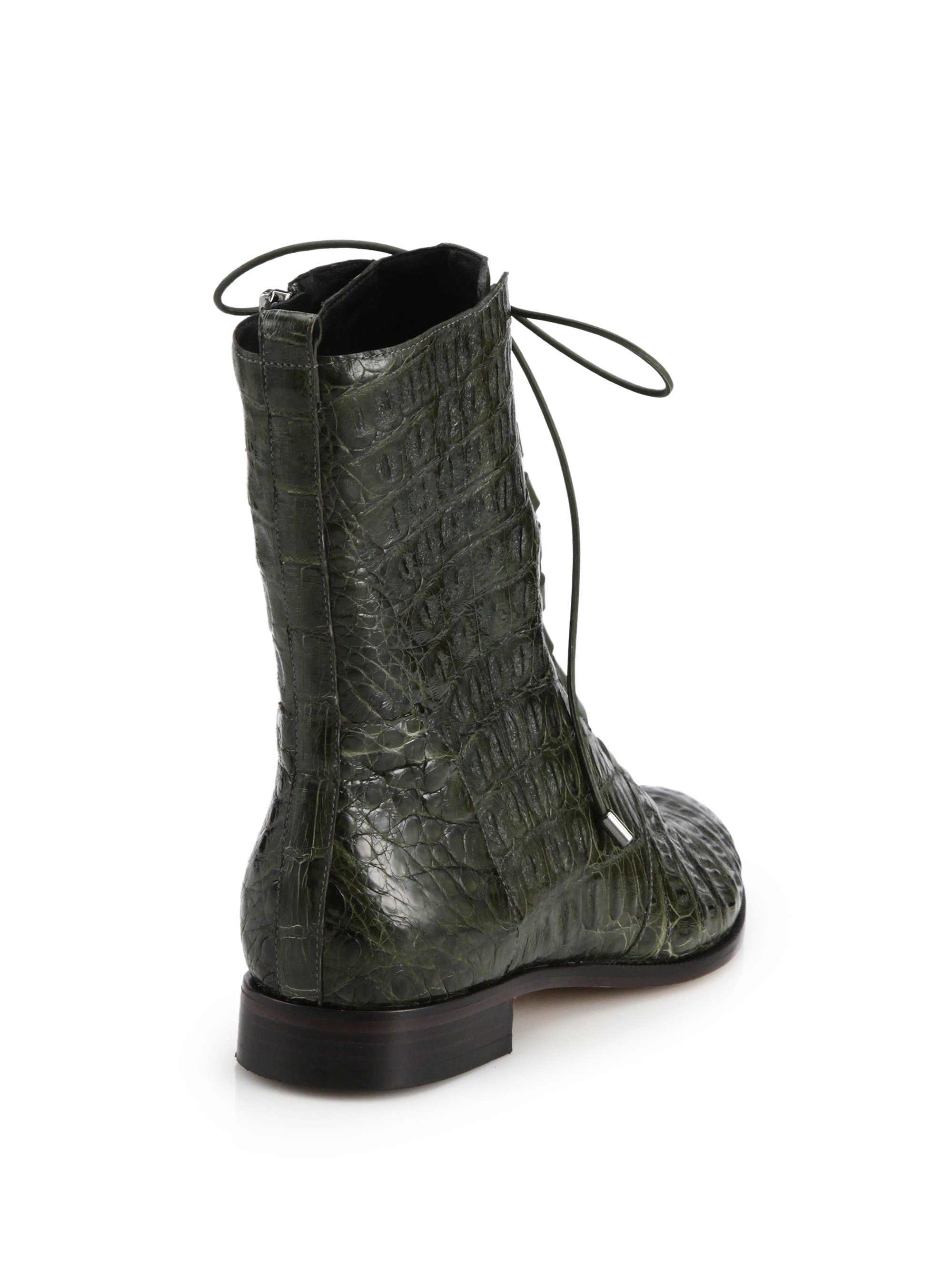 crocodile lace up boots