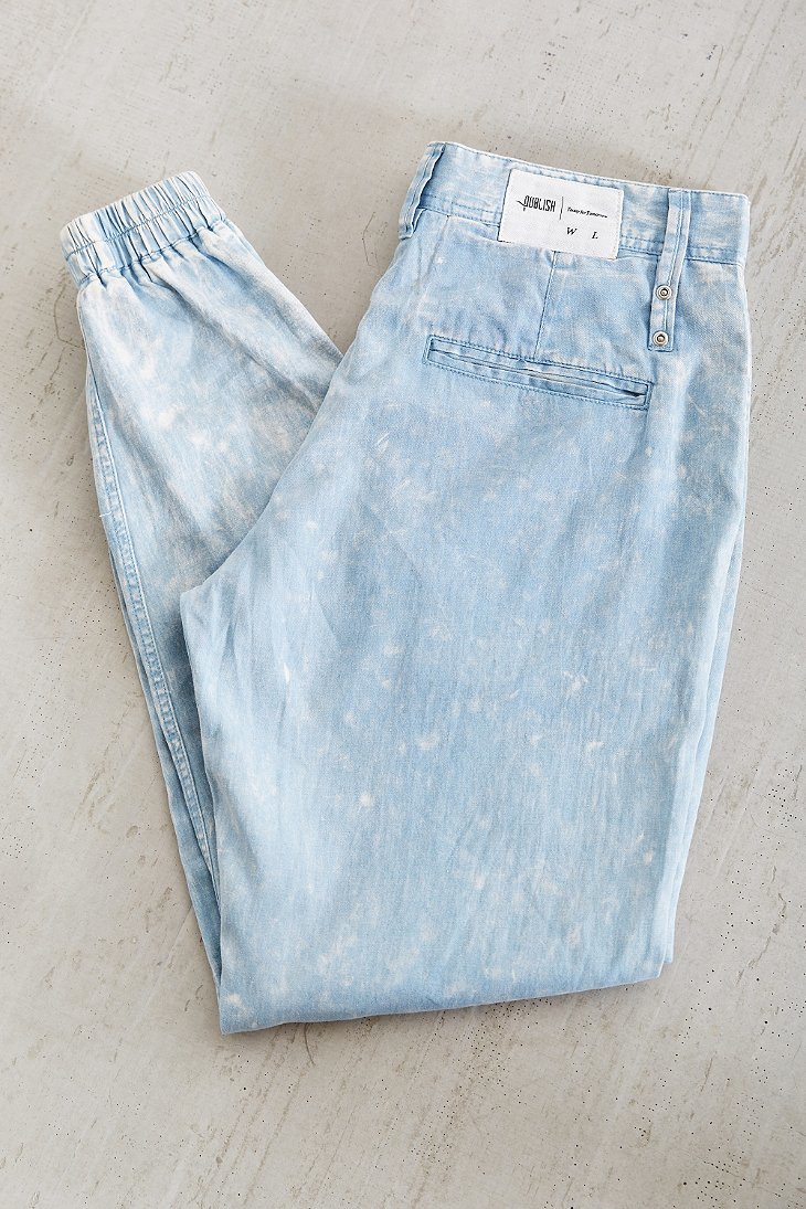light blue jean joggers mens