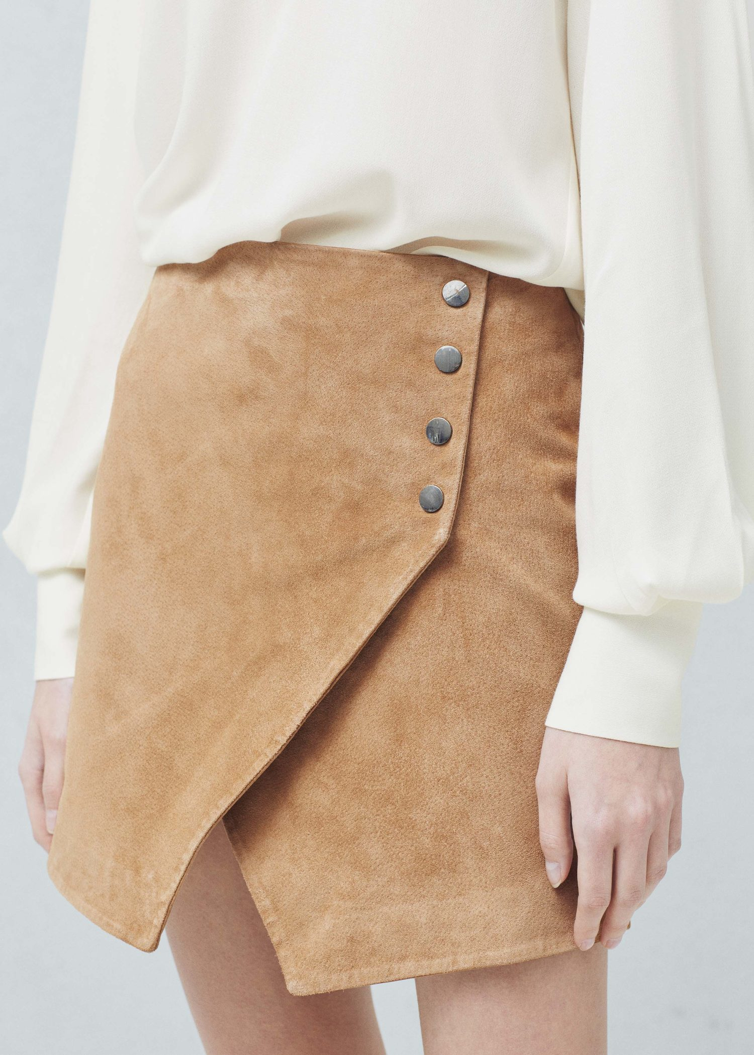mango medium brown suede wrap skirt brown product 0 614546750 normal