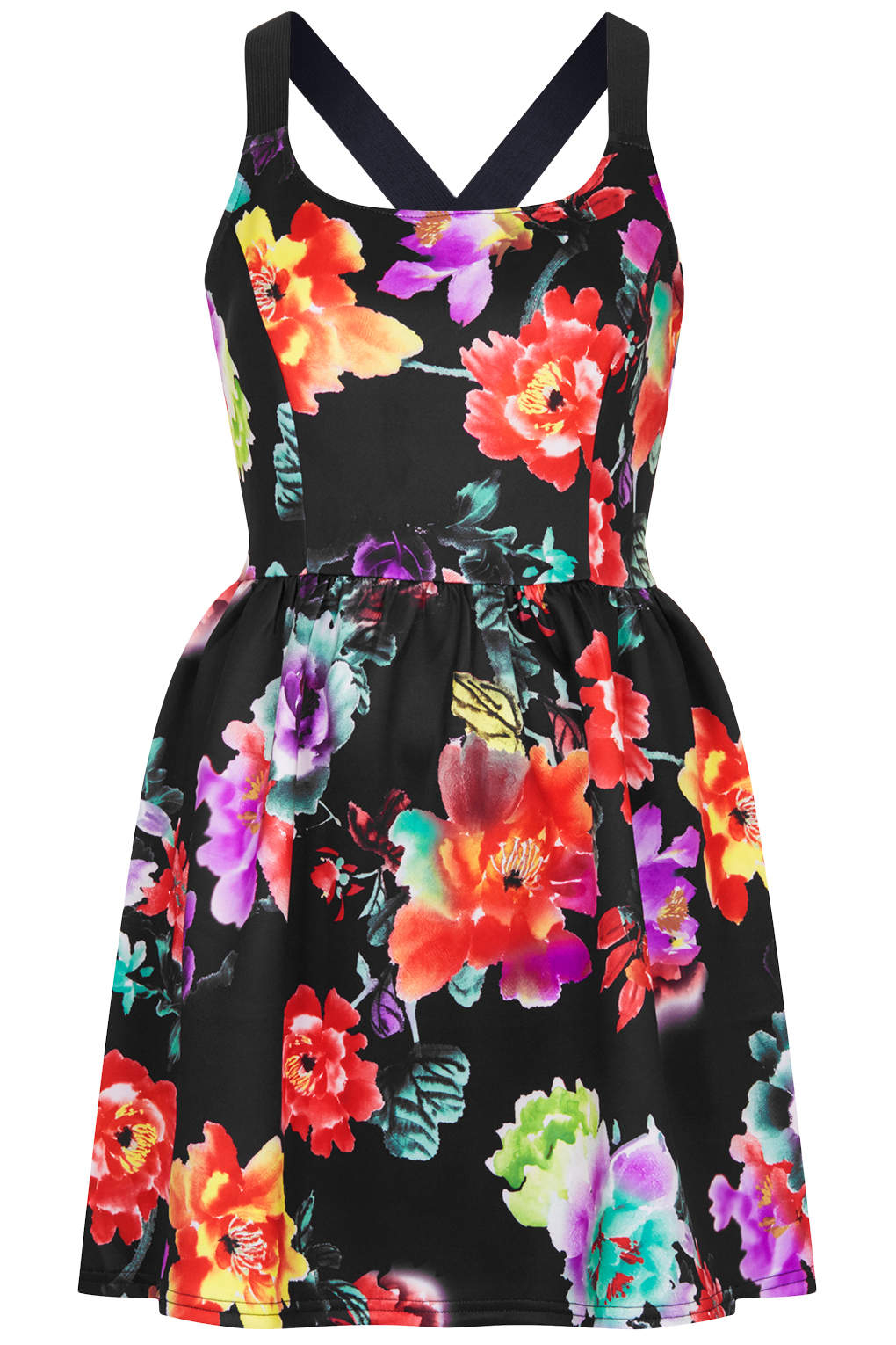 Lyst - Topshop Floral Skater Dress with Cross Over Straps