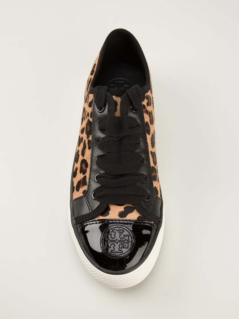 Tory Burch Leopard Print Sneakers in Black | Lyst