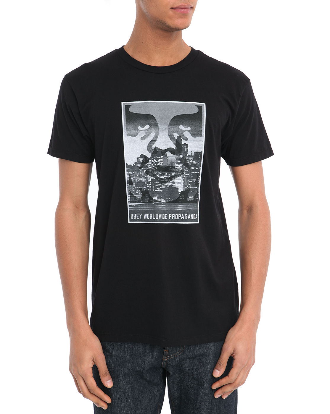 Obey Nightwatch Black T-Shirt in Black for Men | Lyst