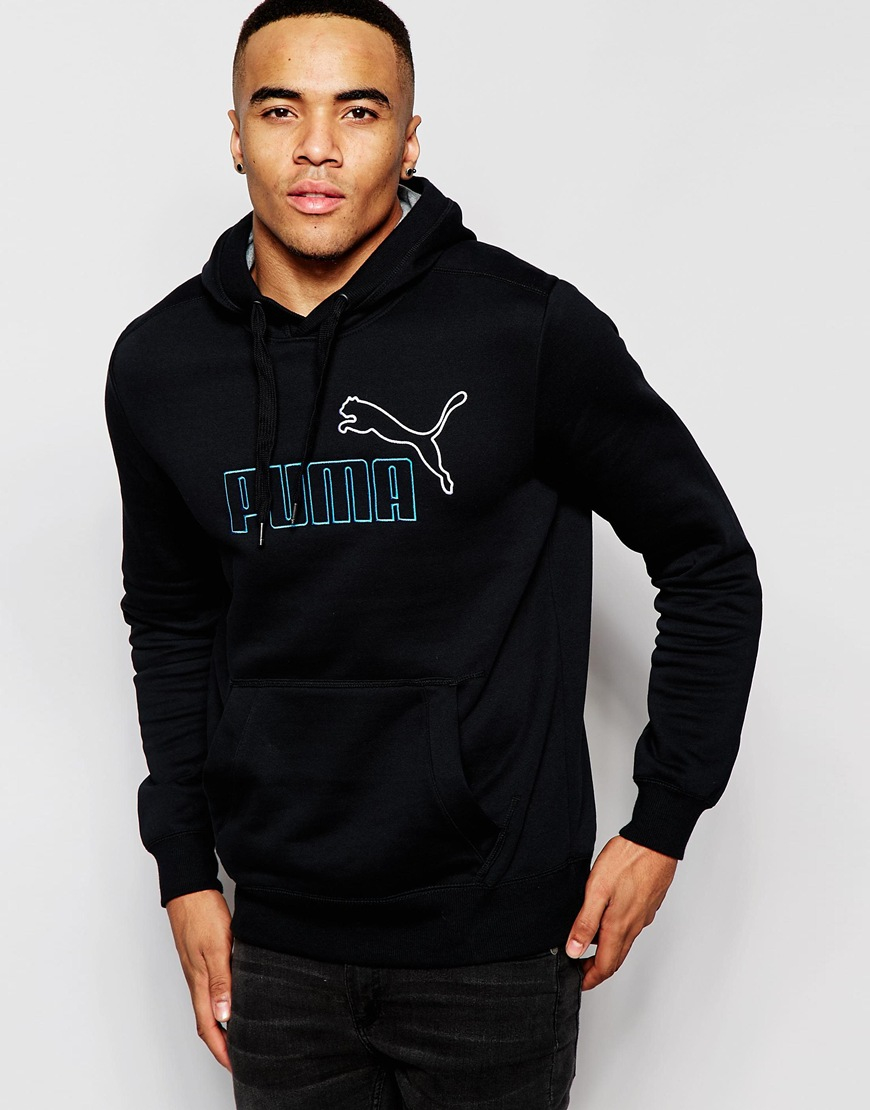 Download Lyst - Puma Hoodie With Large Logo in Black for Men