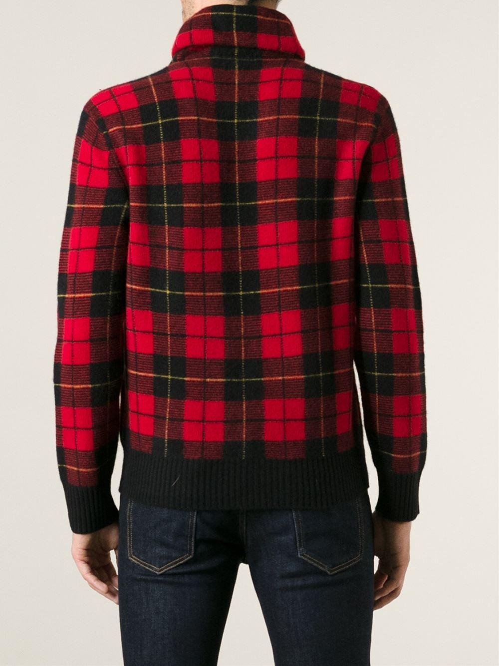 Polo ralph lauren Hooded Tartan Sweater in Red for Men Lyst