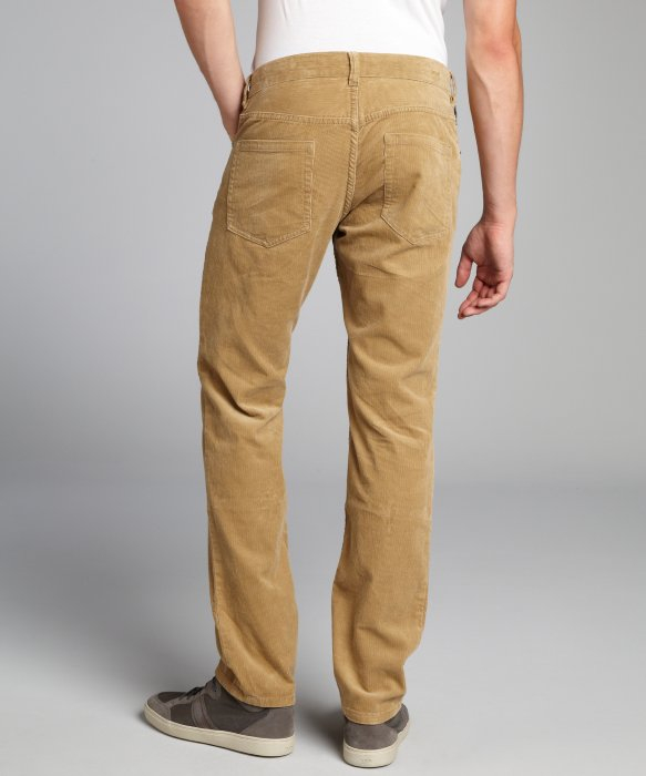 French Connection Tan Corduroy 'Gobi' Flat Front Pants in Brown for Men ...