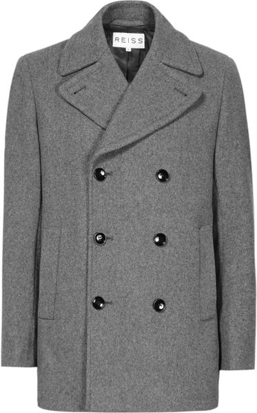 Reiss Military Double Breasted Coat in Gray for Men (mid grey) | Lyst