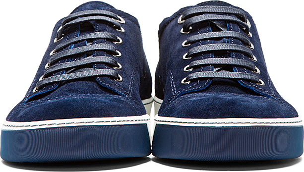 lanvin navy suede sneakers