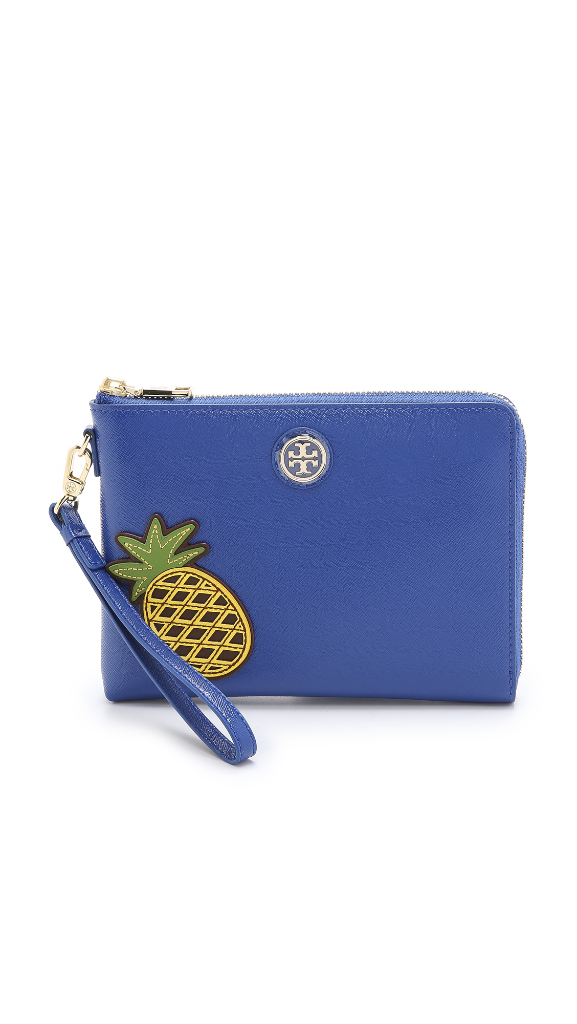 Tory burch Robinson Pineapple Wristlet Pouch Jelly Blue in Blue