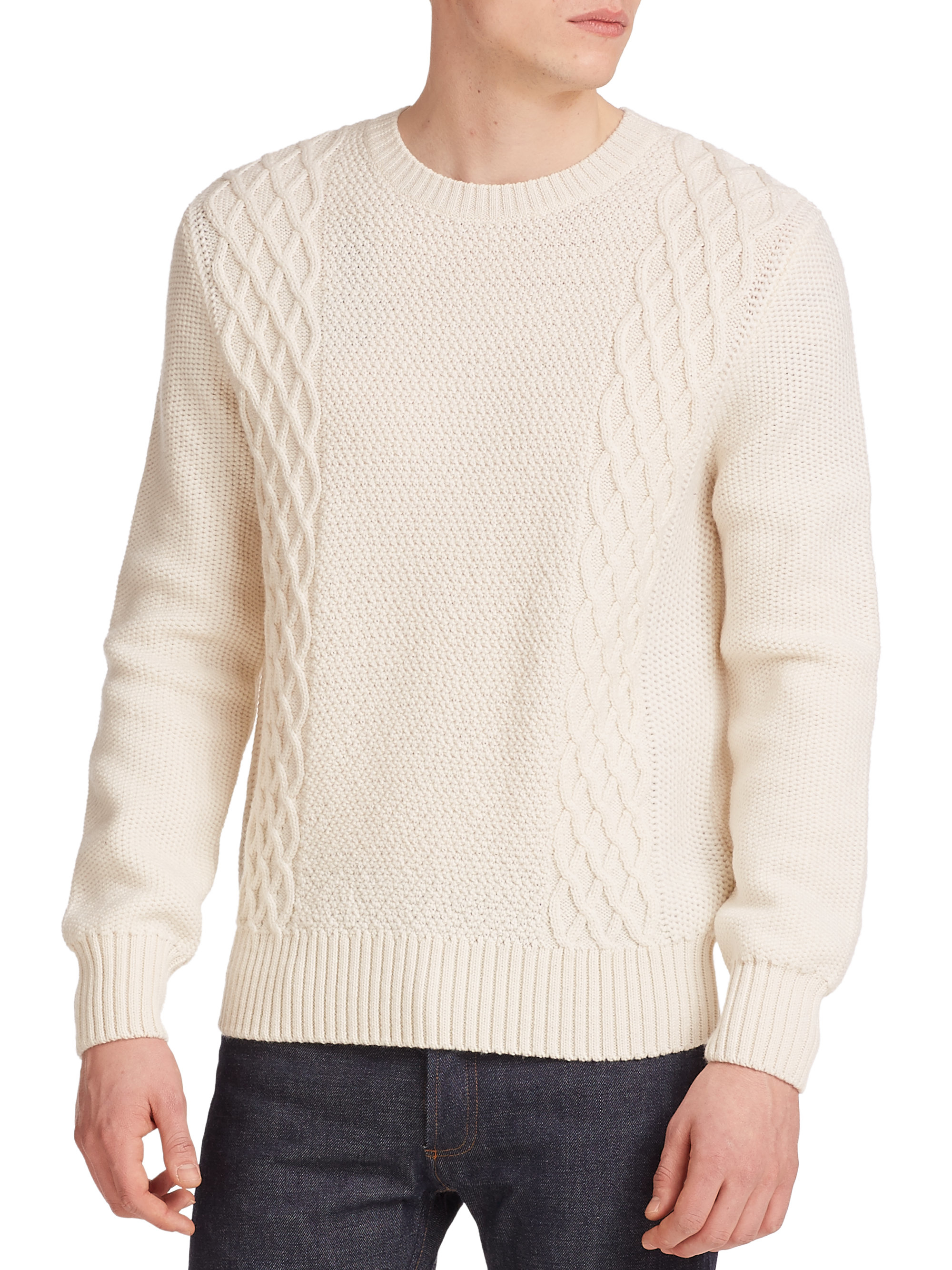 Lyst - A.P.C. Pull College Jumper Merino Wool Sweater in White for Men