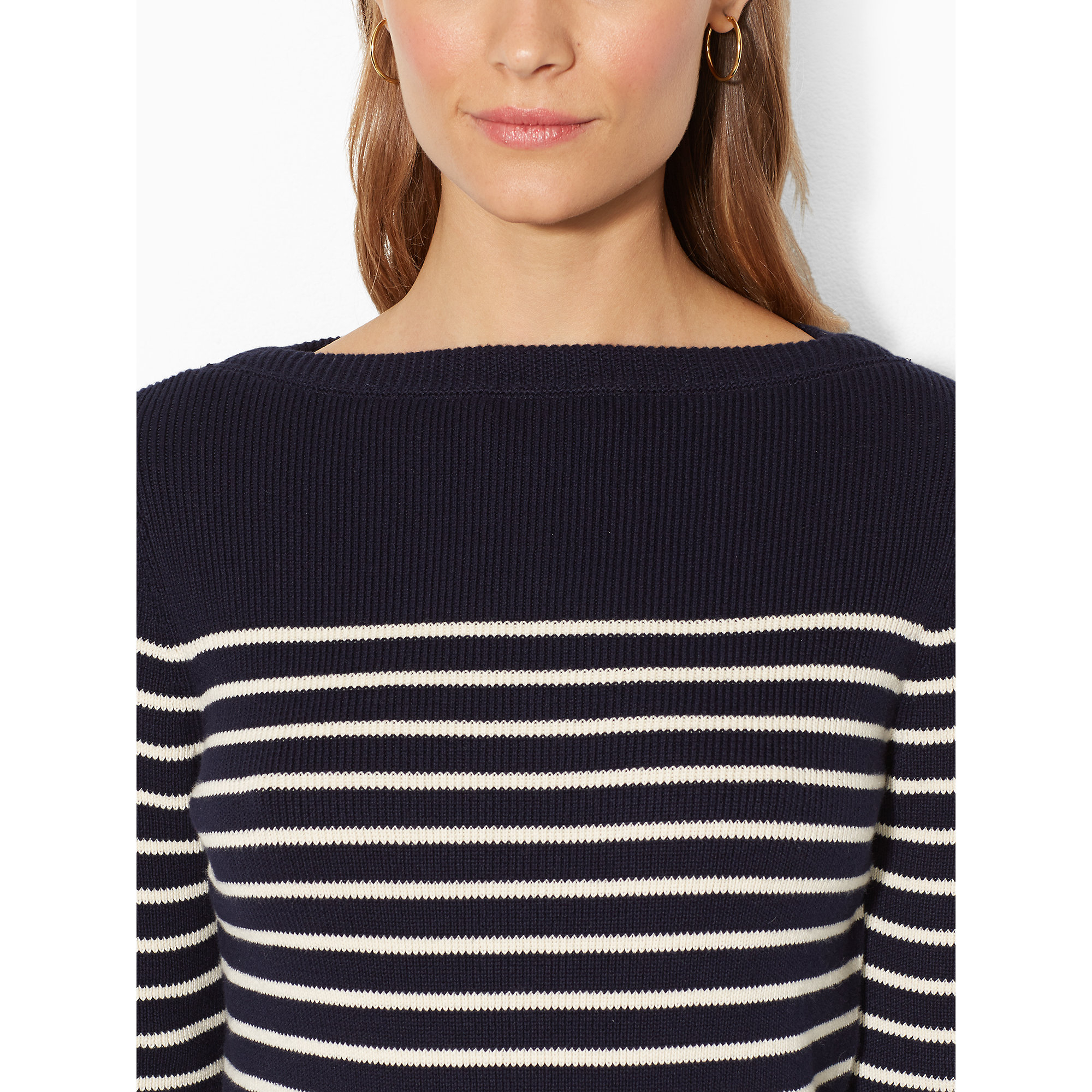 Lauren by ralph lauren Striped Boatneck Sweater in White (Navy/Cream ...