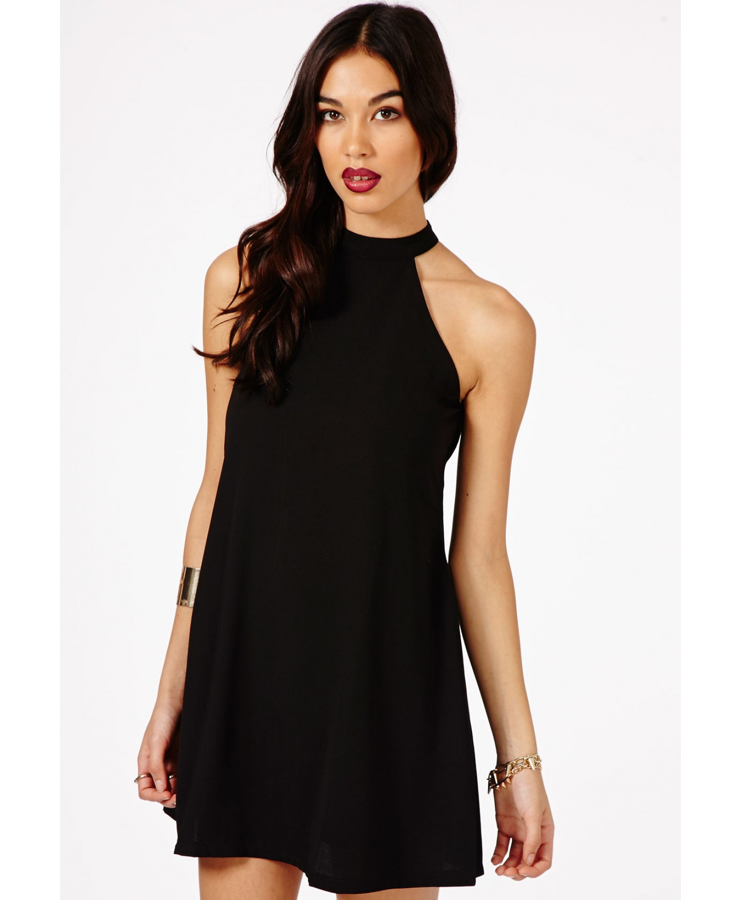 missguided black halter neck dress