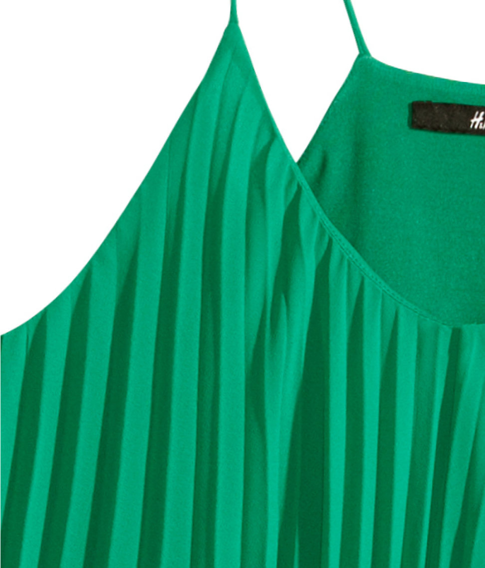 h&m green pleated dress