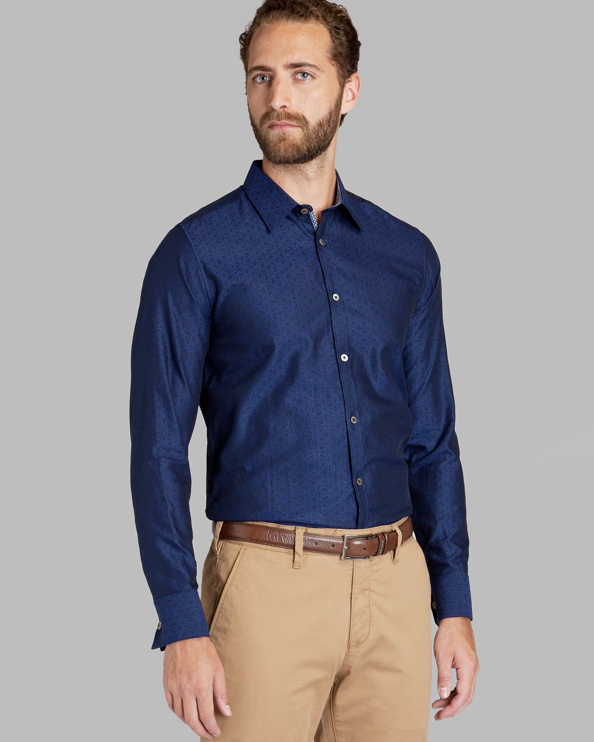 mens navy blue shirt outfit