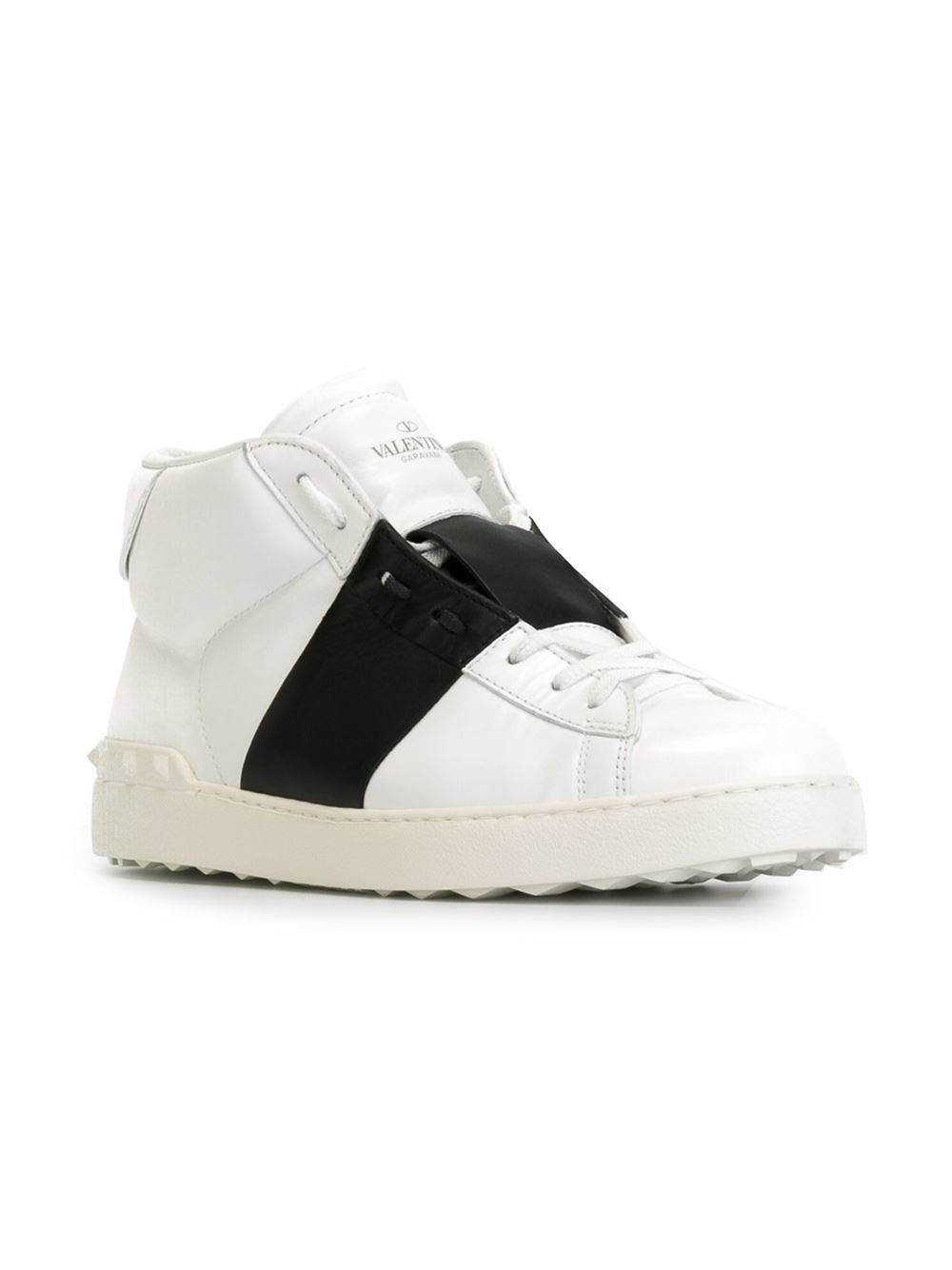 Valentino Open Leather High-Top Sneakers in White for Men | Lyst