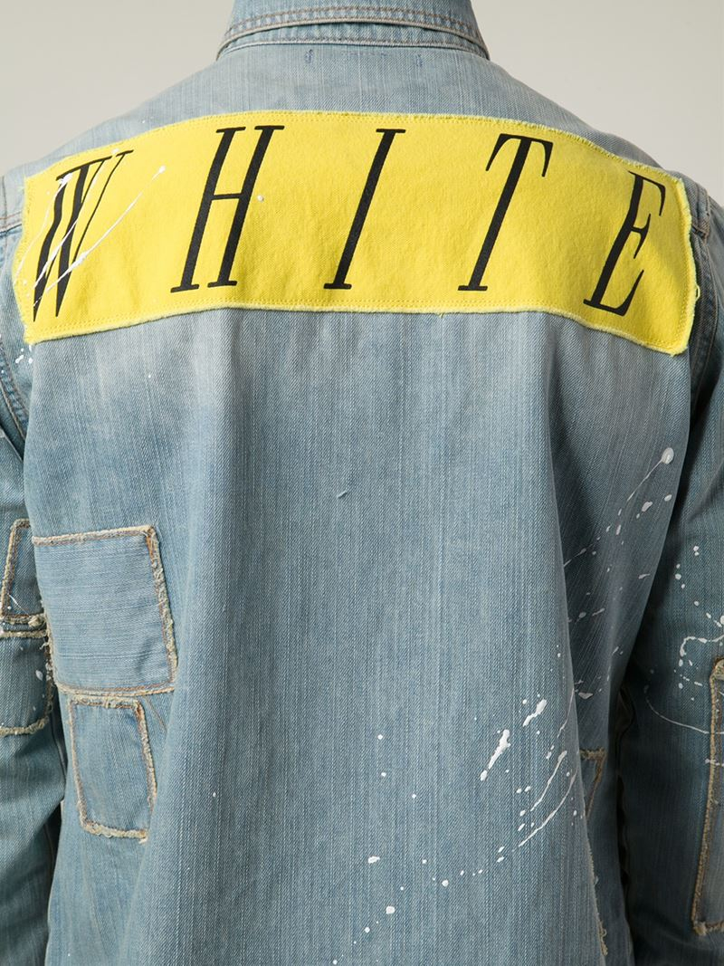 Off-White c/o Virgil Abloh Distressed Denim Shirt in Blue for Men 