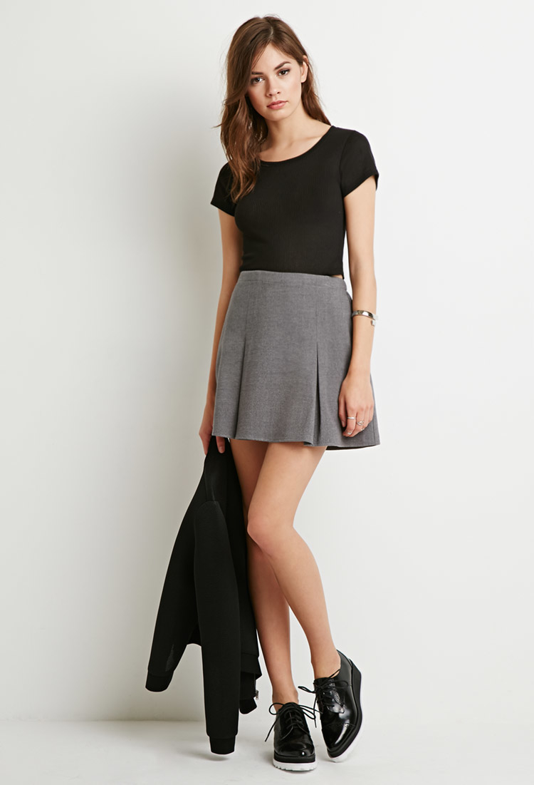 Forever 21 Pleated Mini Skirt in Gray | Lyst