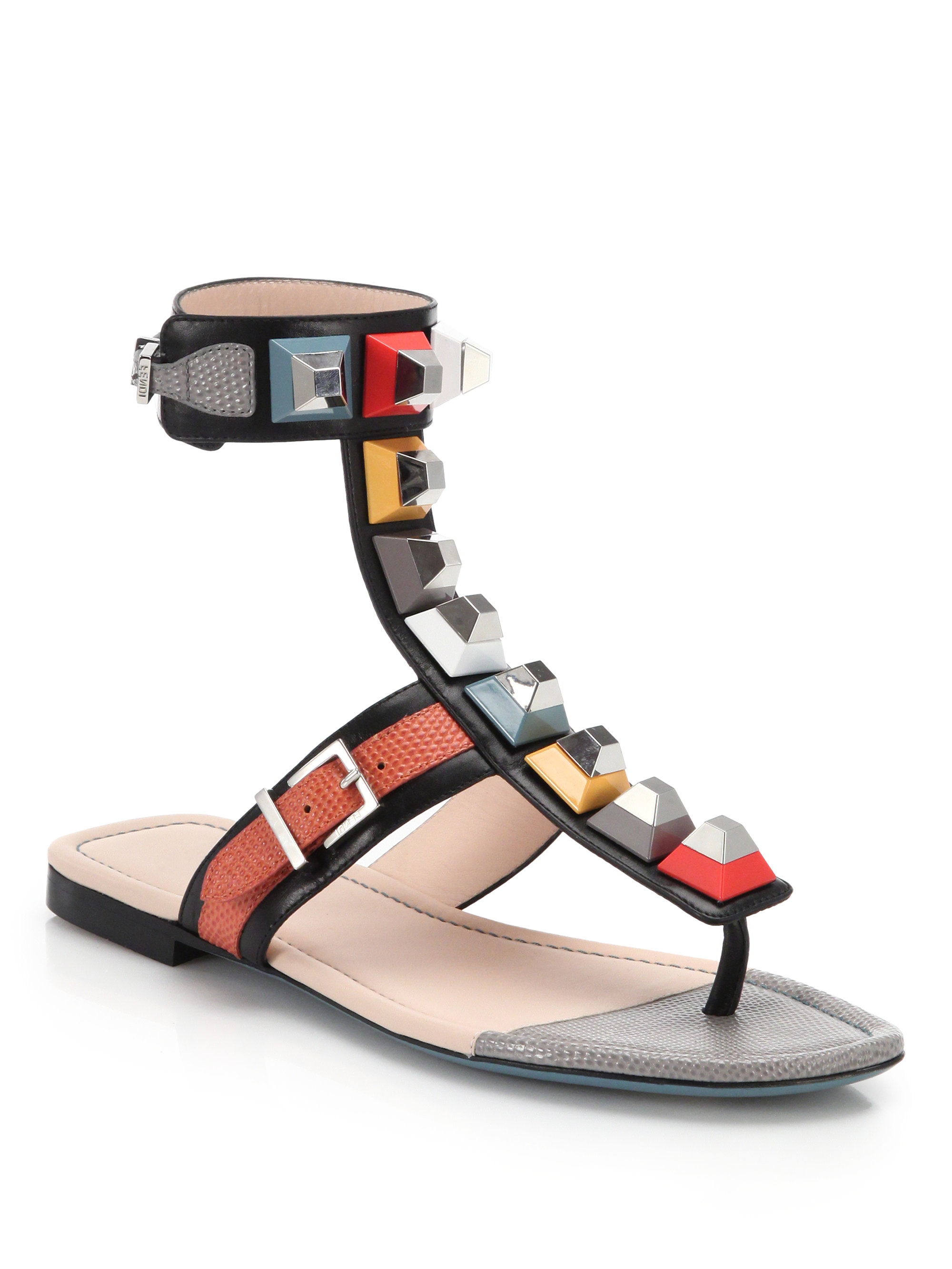 fendi studded gladiator sandals