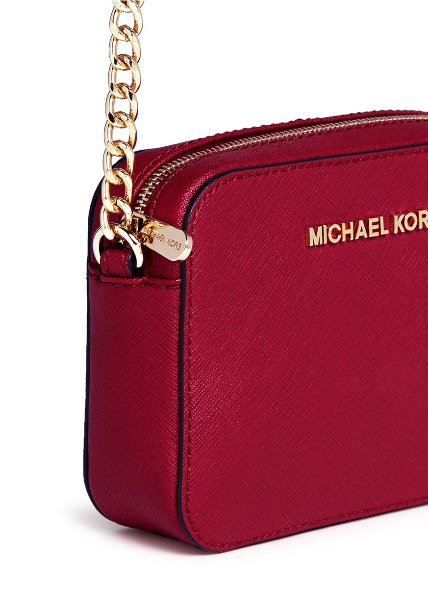 Michael Kors 'jet Set Saffiano Leather Crossbody Bag in Red - Lyst