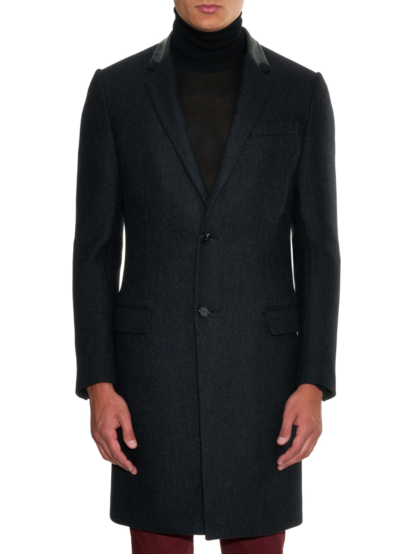 Leather collar coat Clearance