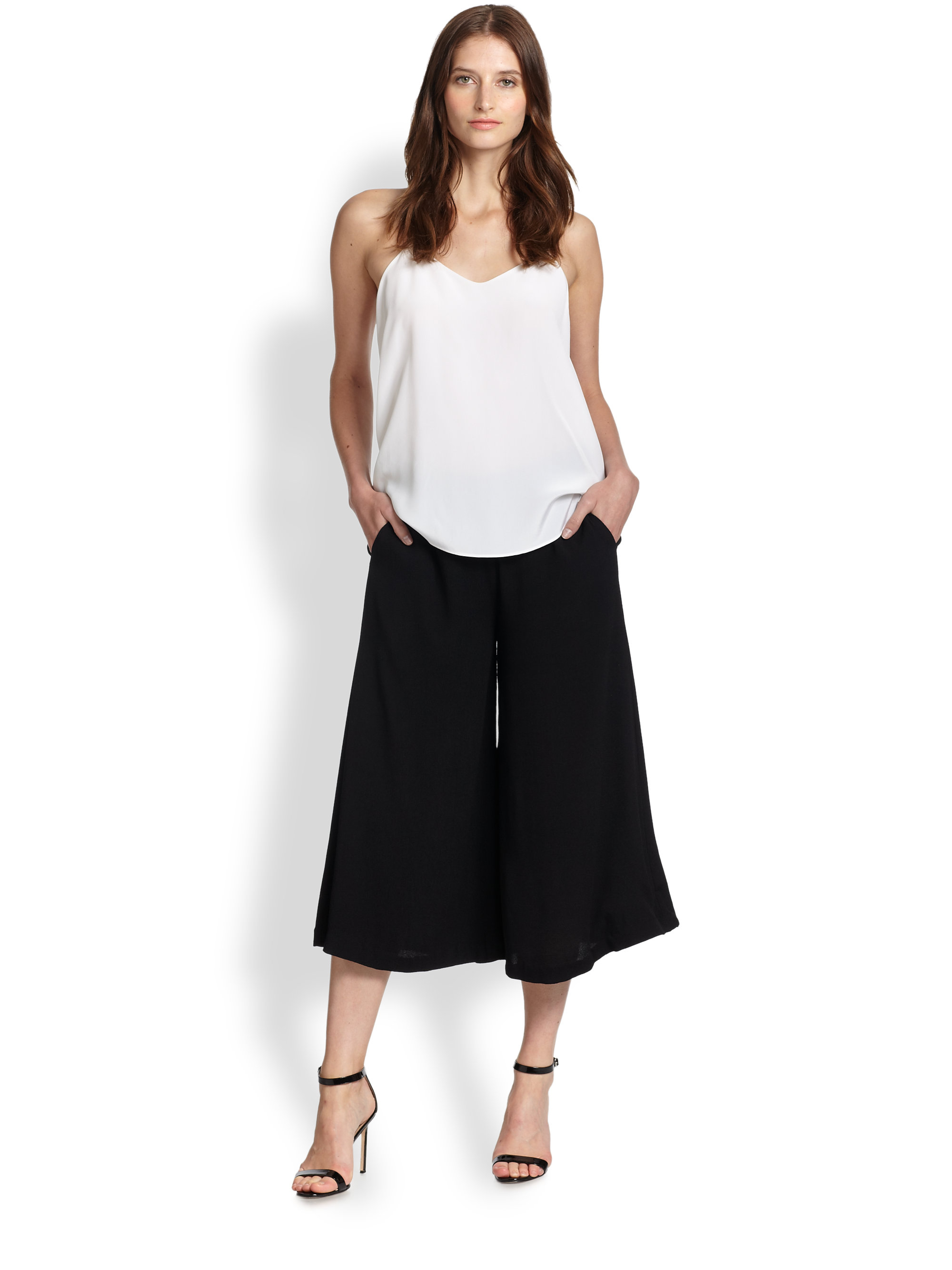 Line u0026 Dot Wide-Leg Gaucho Pants in Black | Lyst