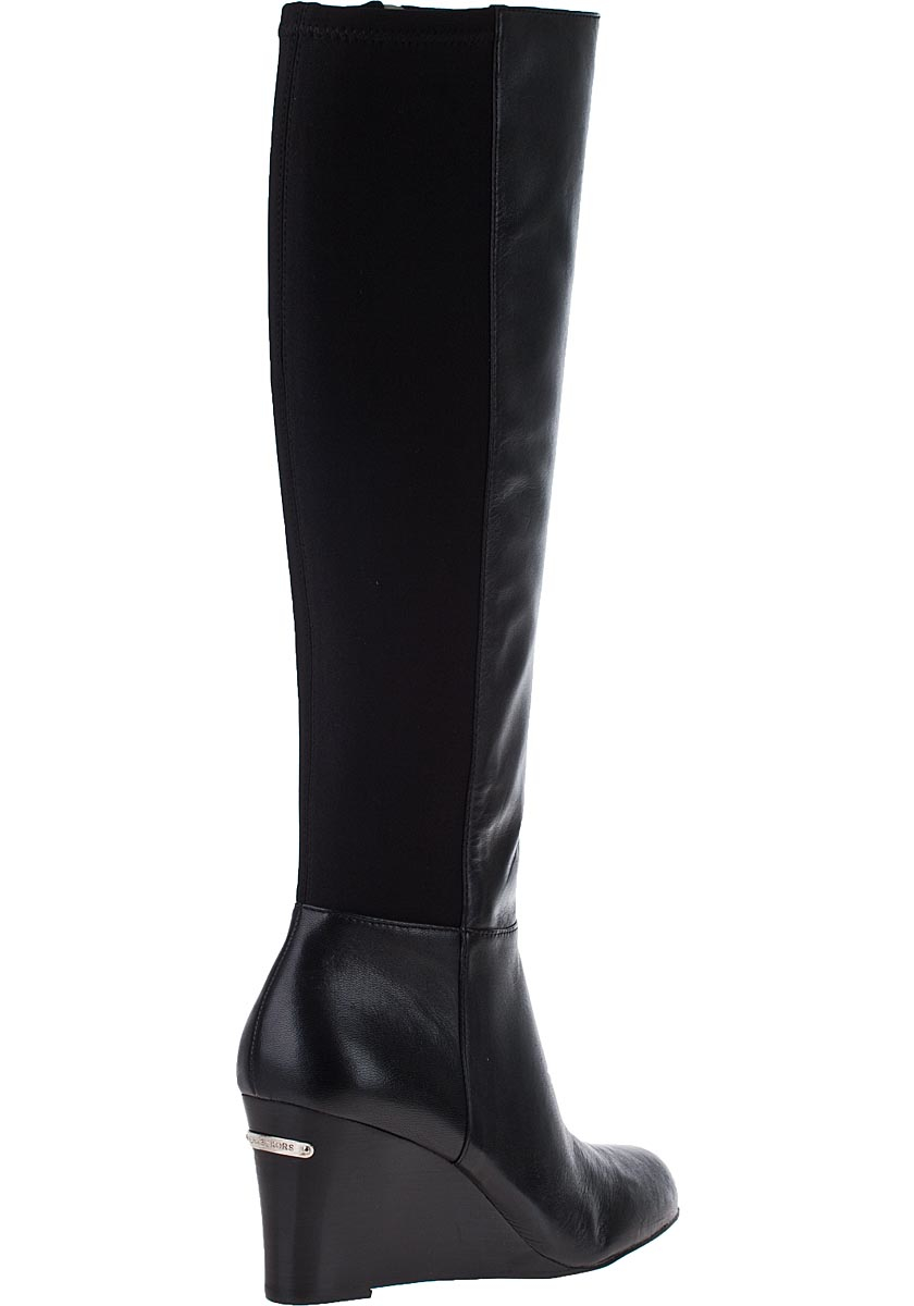 MICHAEL Michael Kors Bromley Wedge Tall Boot Black Leather - Lyst