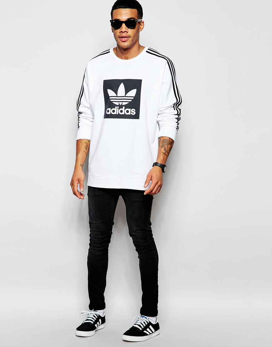 adidas originals crew neck sweatshirt with box logo