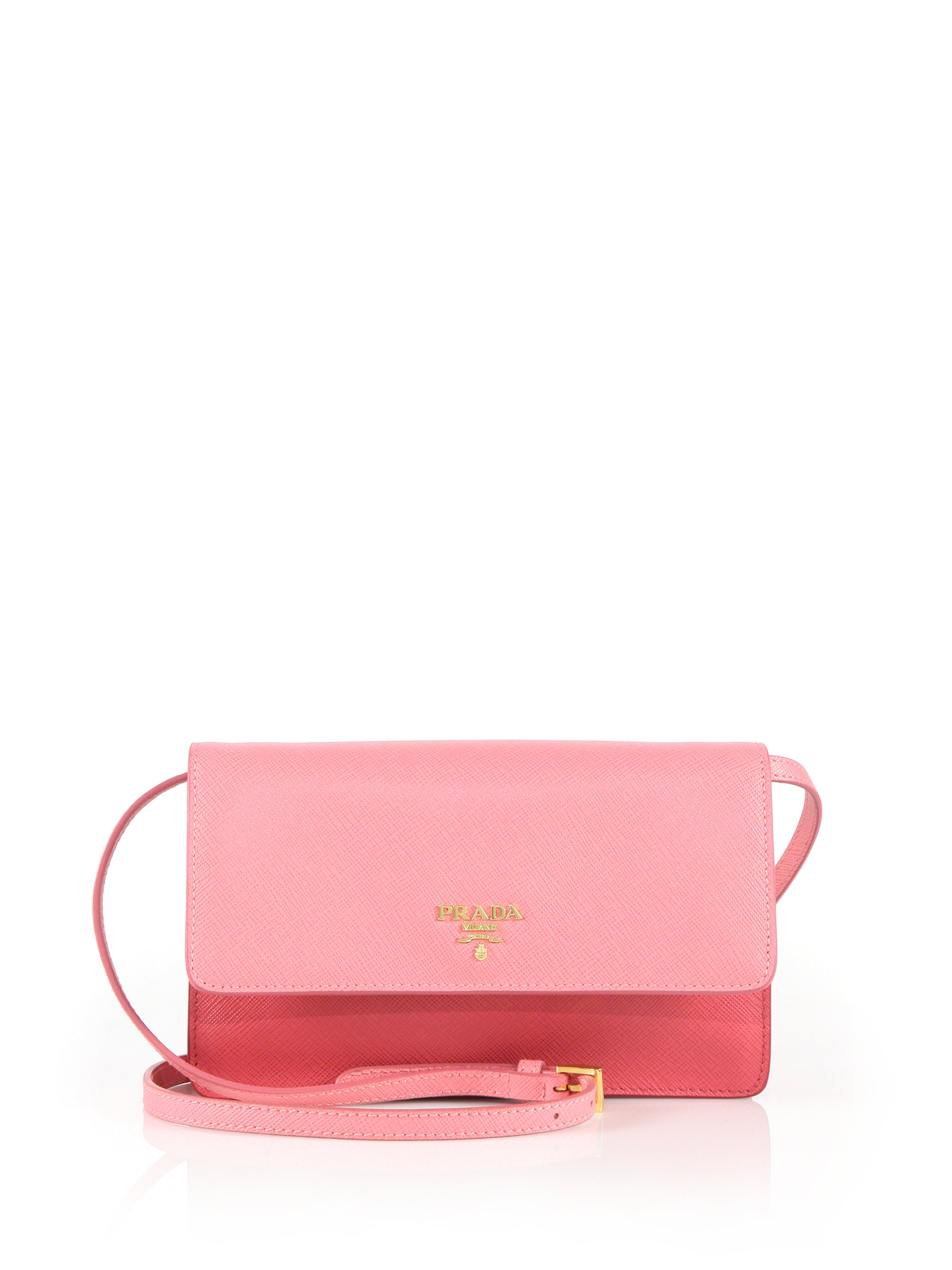 Prada Saffiano Lux Crossbody Bag in Pink | Lyst