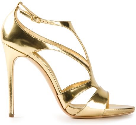 Casadei Strappy Stiletto Sandals in Gold (metallic) | Lyst