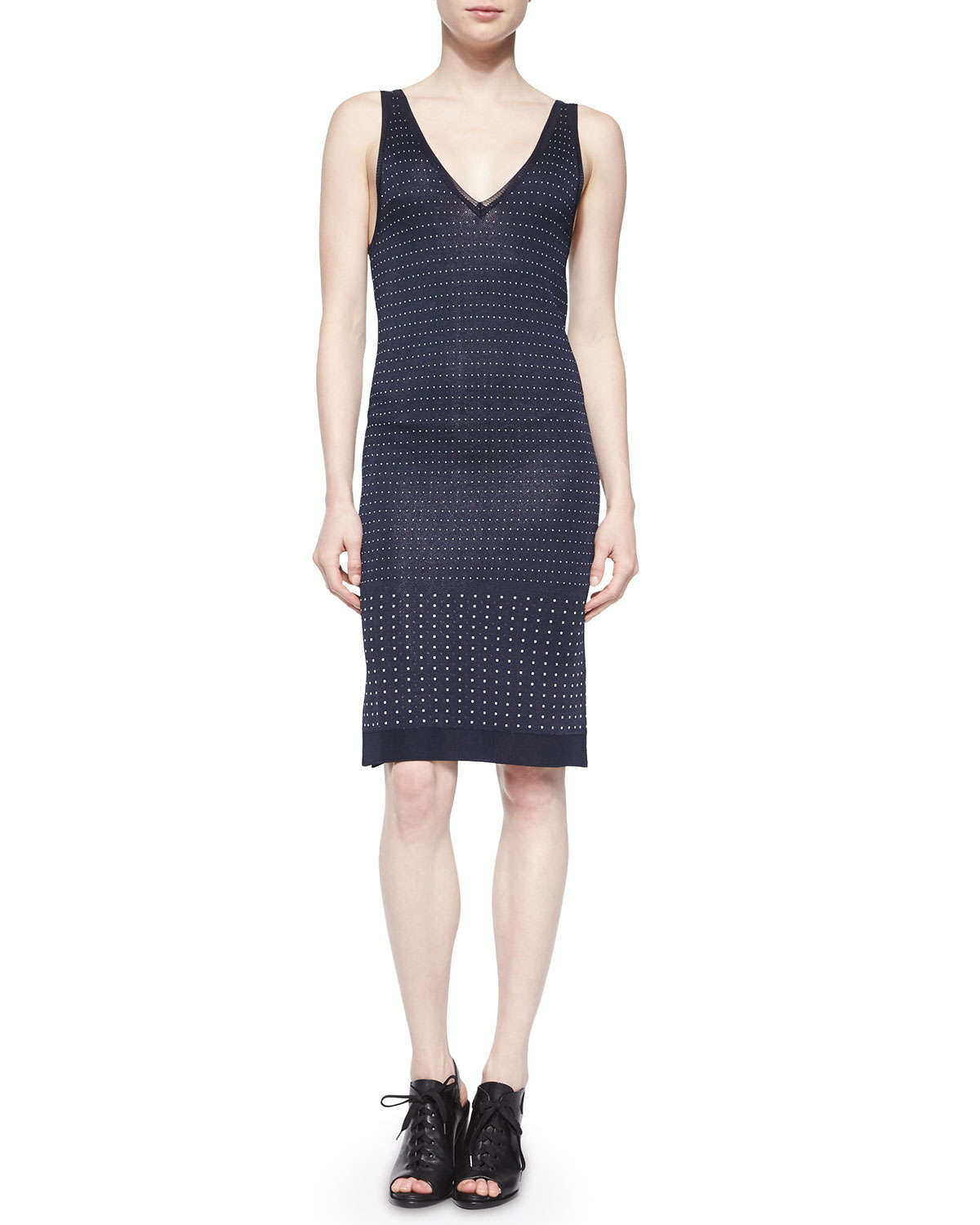 Rag Bone Silk Aale Stretch Knit Dress In Black Lyst Silk Aale Stretch Knit Dress In Bone