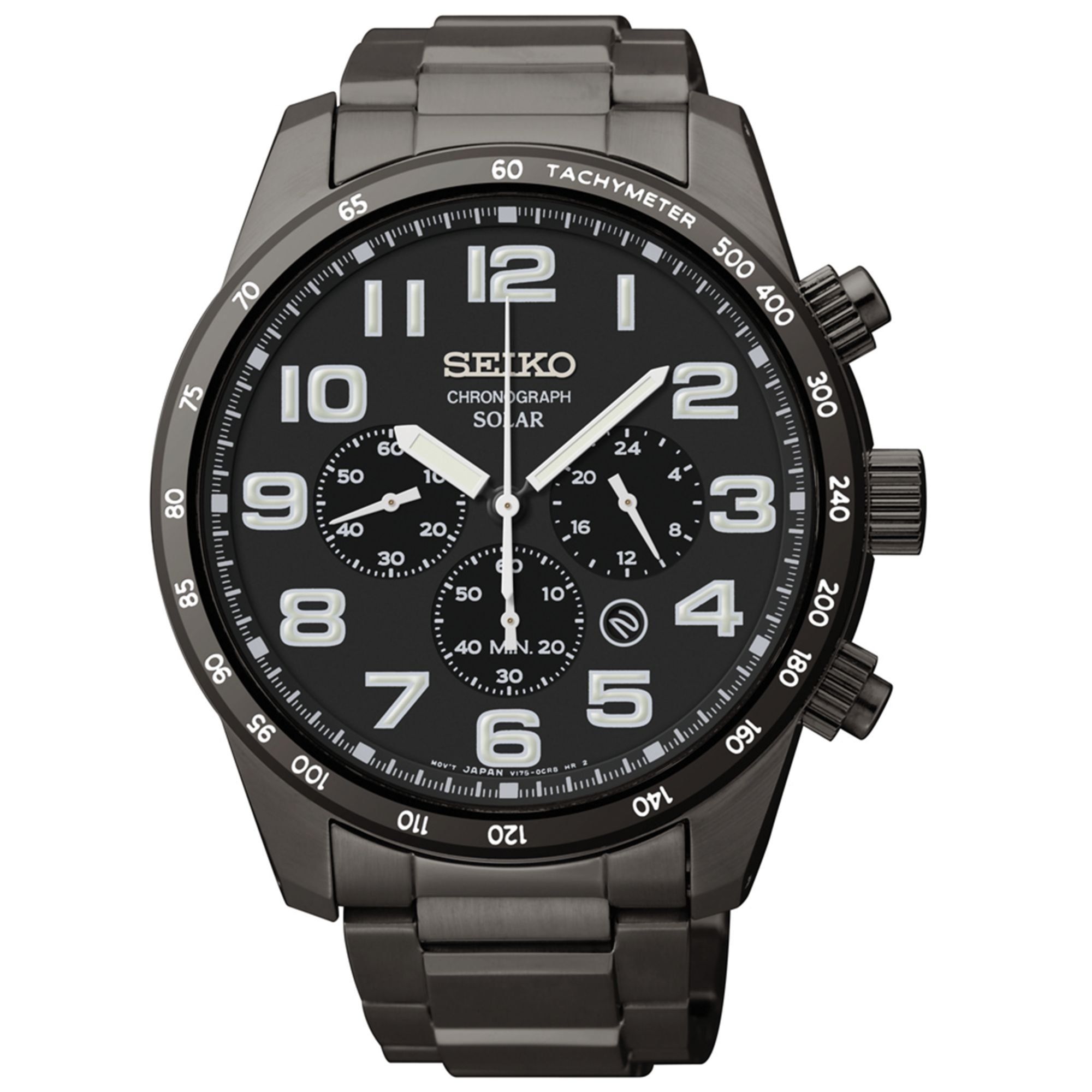 Seiko Mens Solar Black Ionfinished Stainless Steel Watch for Men | Lyst
