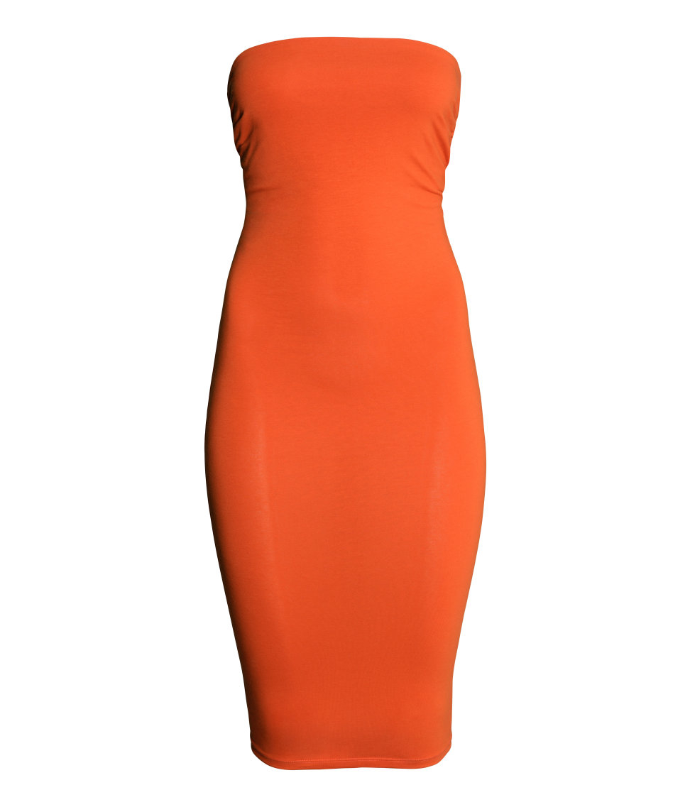 H&M Tube Dress in Orange | Lyst