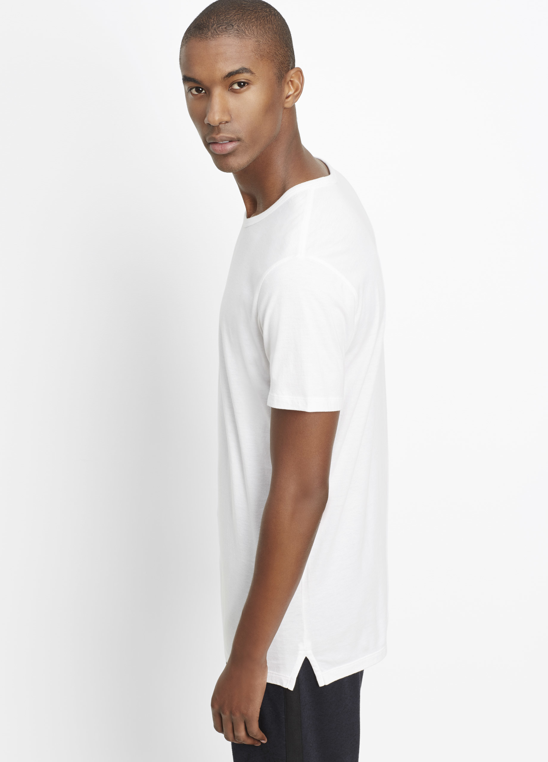 Lyst - Vince Pima Cotton Long And Lean Short Sleeve Crew Neck Tee in ...