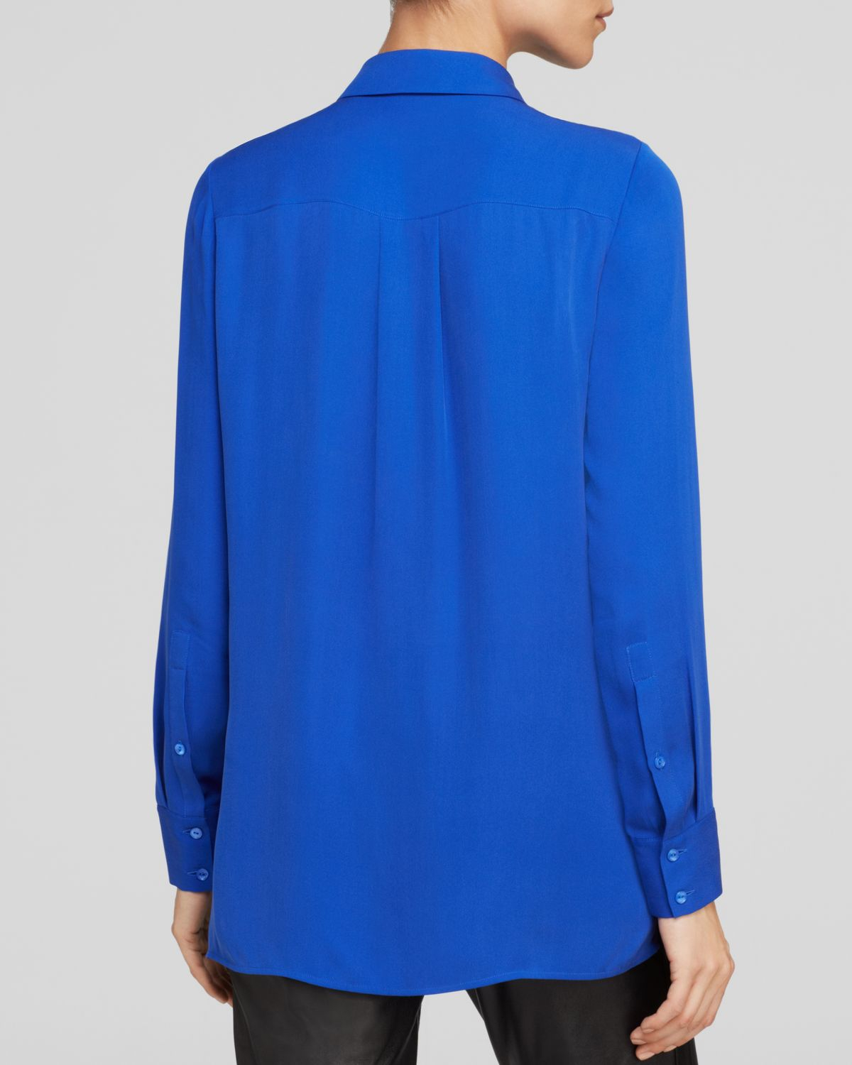 Vince Blouse - Classic Button Up Silk in Cobalt (Blue) - Lyst