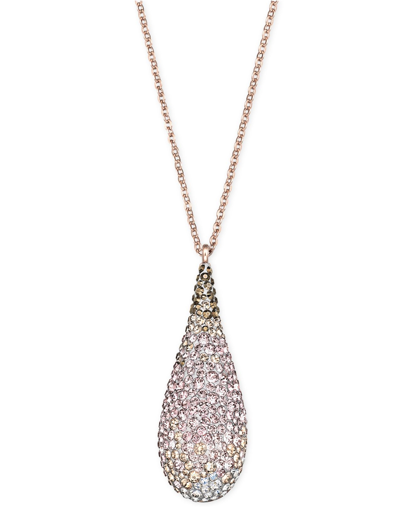 Swarovski Swarovksi Rose Gold-tone Graduated Crystal Teardrop Pendant  Necklace in Pink | Lyst