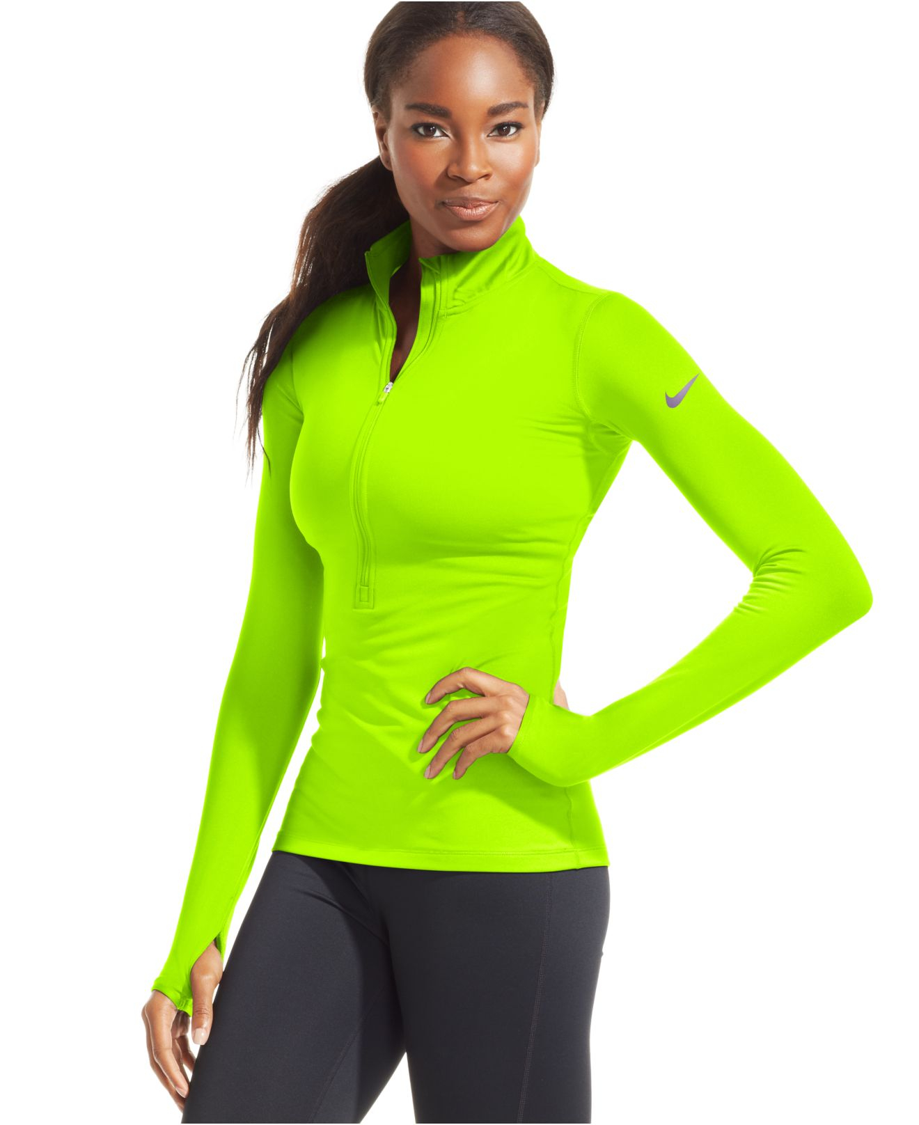 Nike Pro Hyperwarm Half-Zip Dri-Fit Pullover in Green - Lyst