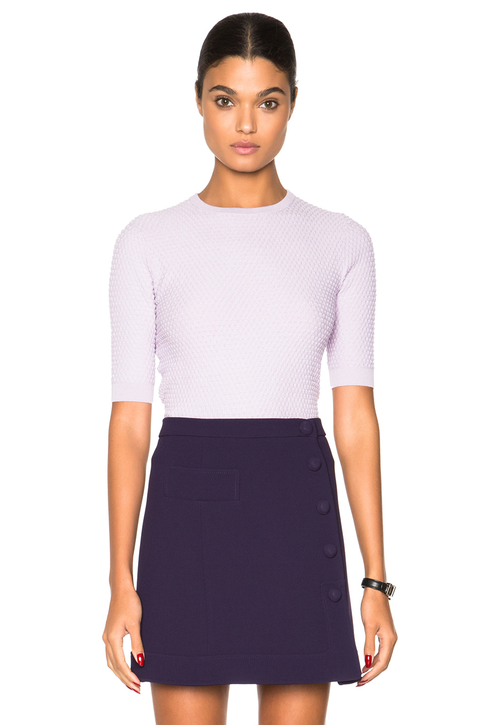 Carven Short Sleeve Pullover Sweater in Purple | Lyst