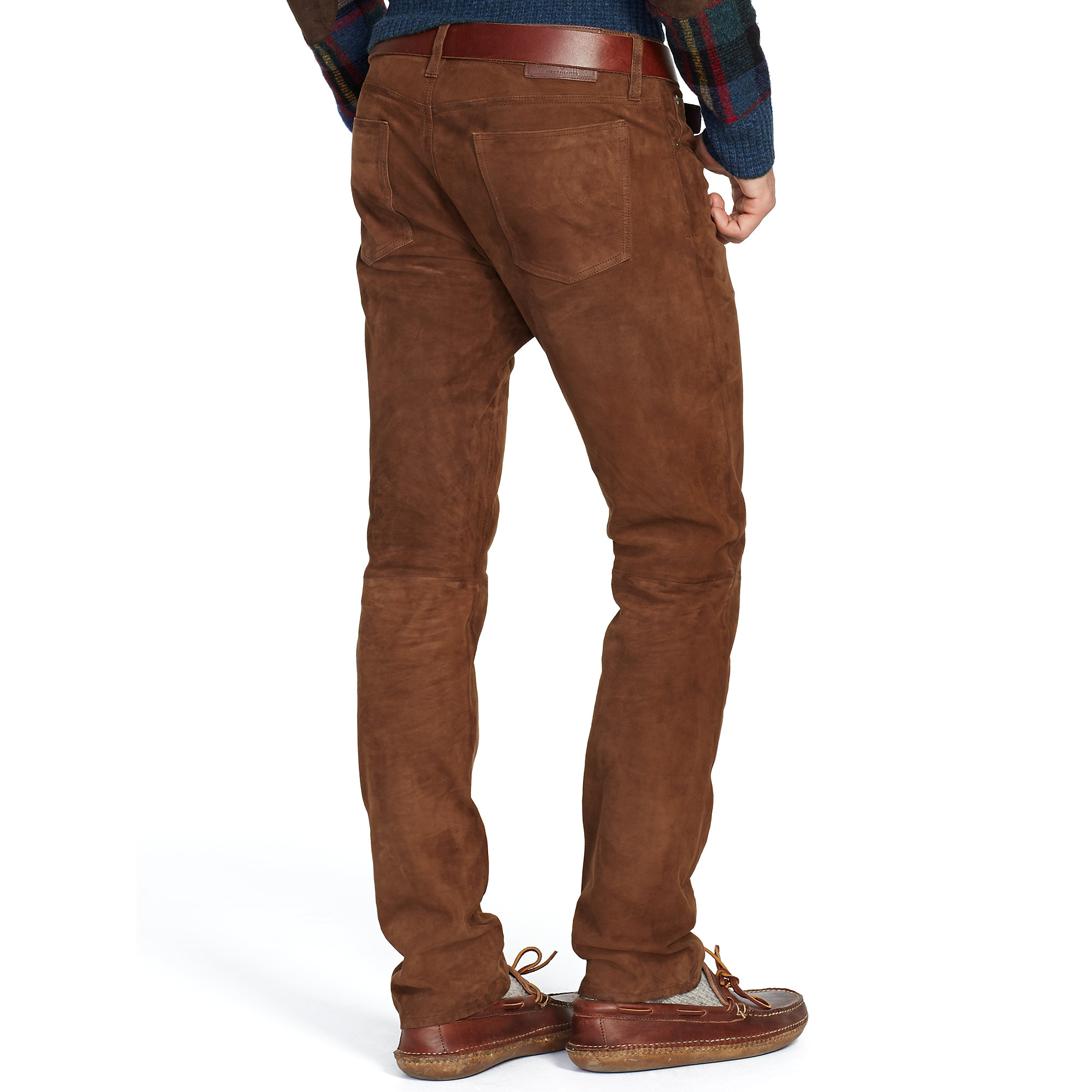 Polo Ralph Lauren Slim Straight Suede Pant in Brown for Men - Lyst