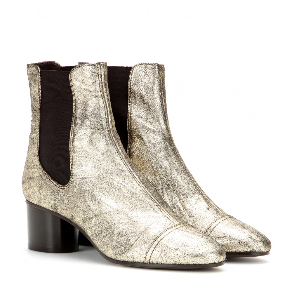 Isabel Marant Danae Metallic-Leather Ankle Boots - Lyst