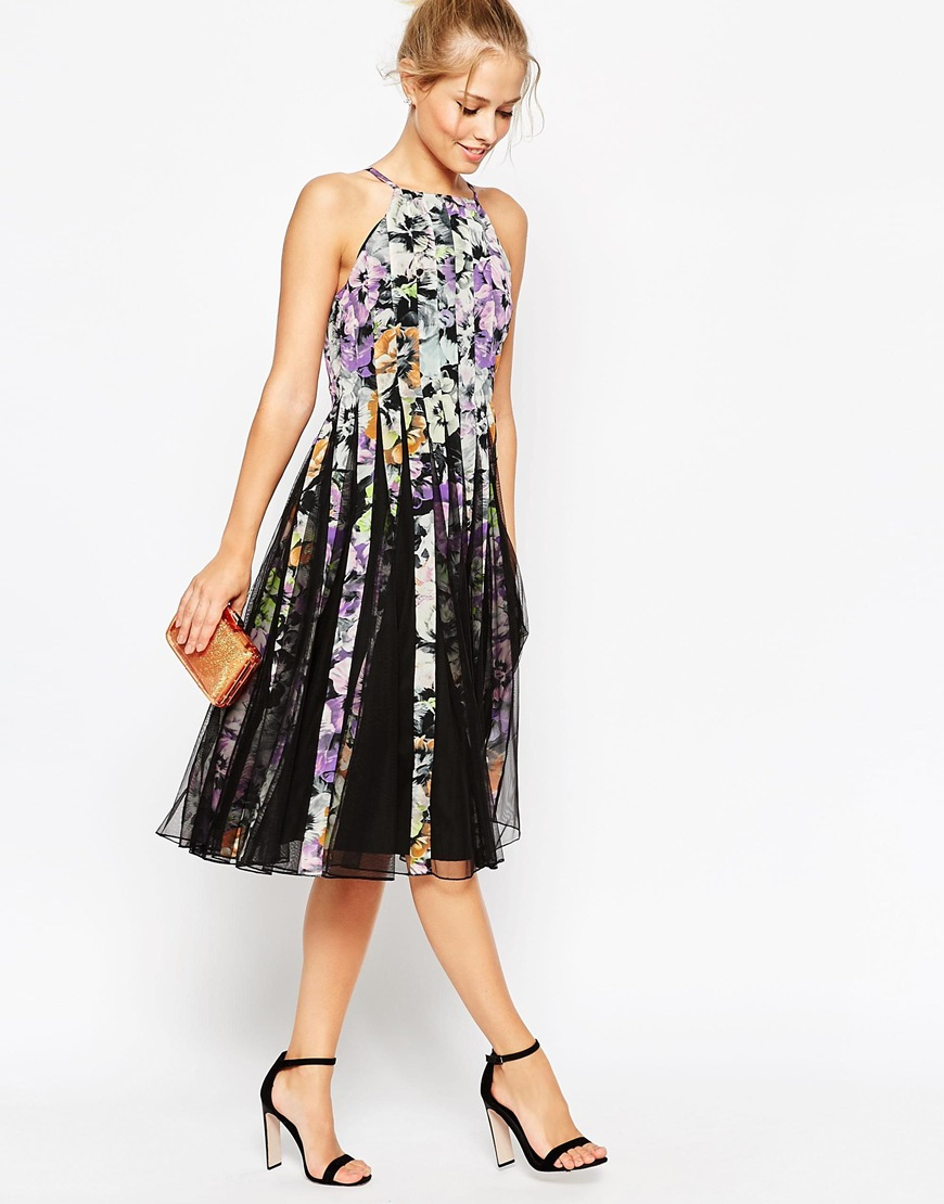 mesh fit and flare dress