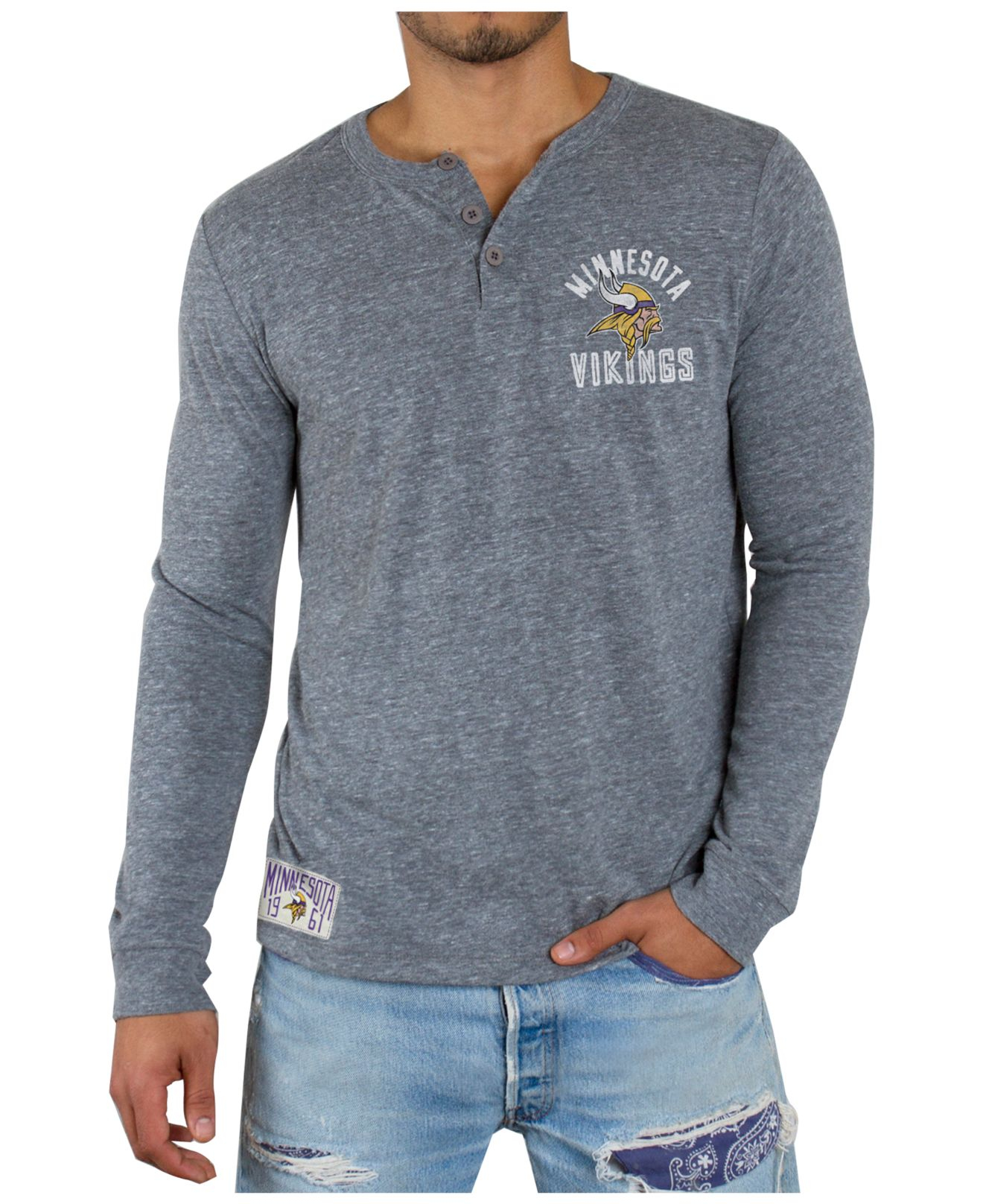 Junk food Men's Longsleeve Minnesota Vikings Huddle Henley Shirt in