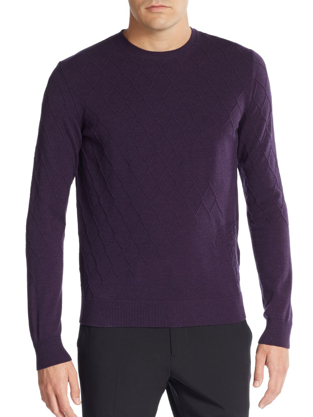 Versace Honeycomb Virgin Wool-blend Sweater in Purple for Men (eggplant ...