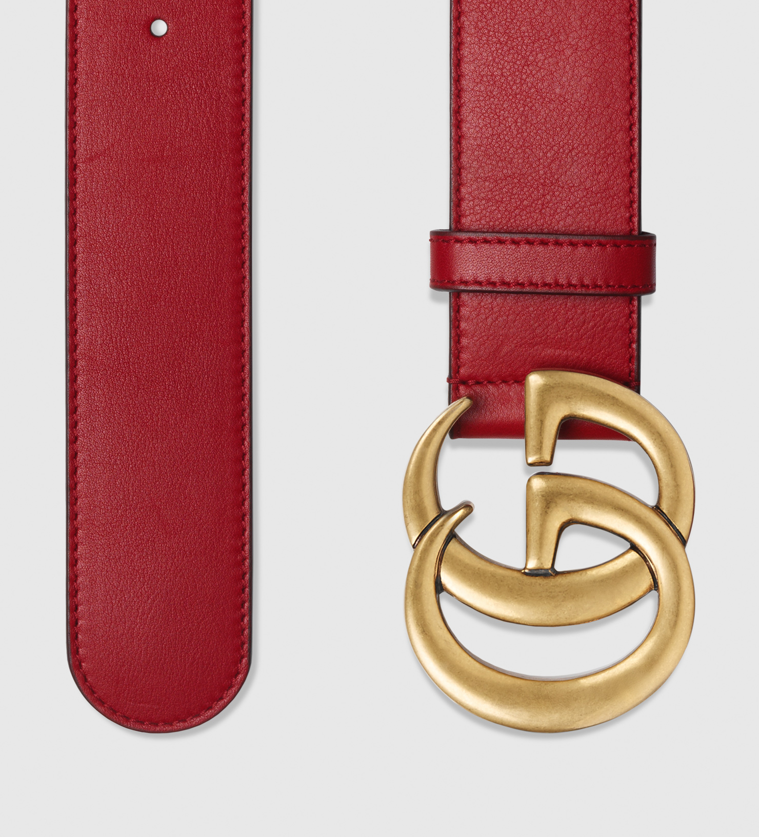 Gucci Leather Belt With Double G Buckle in Red - Lyst