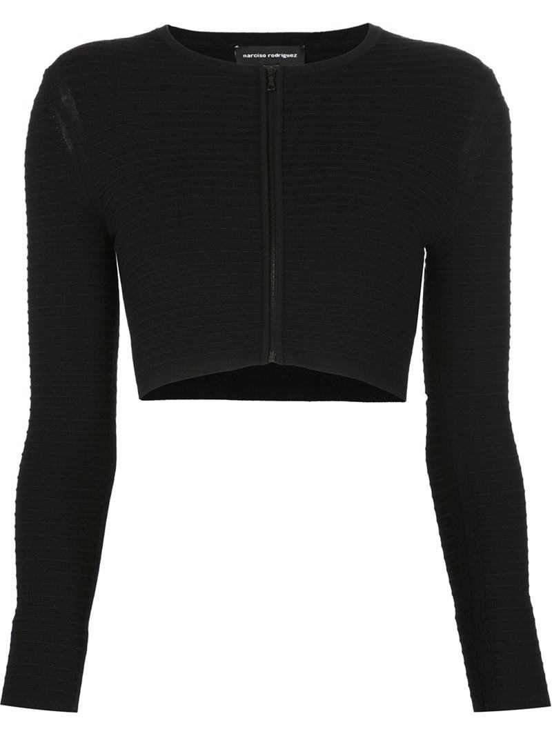 cropped zip up cardigan