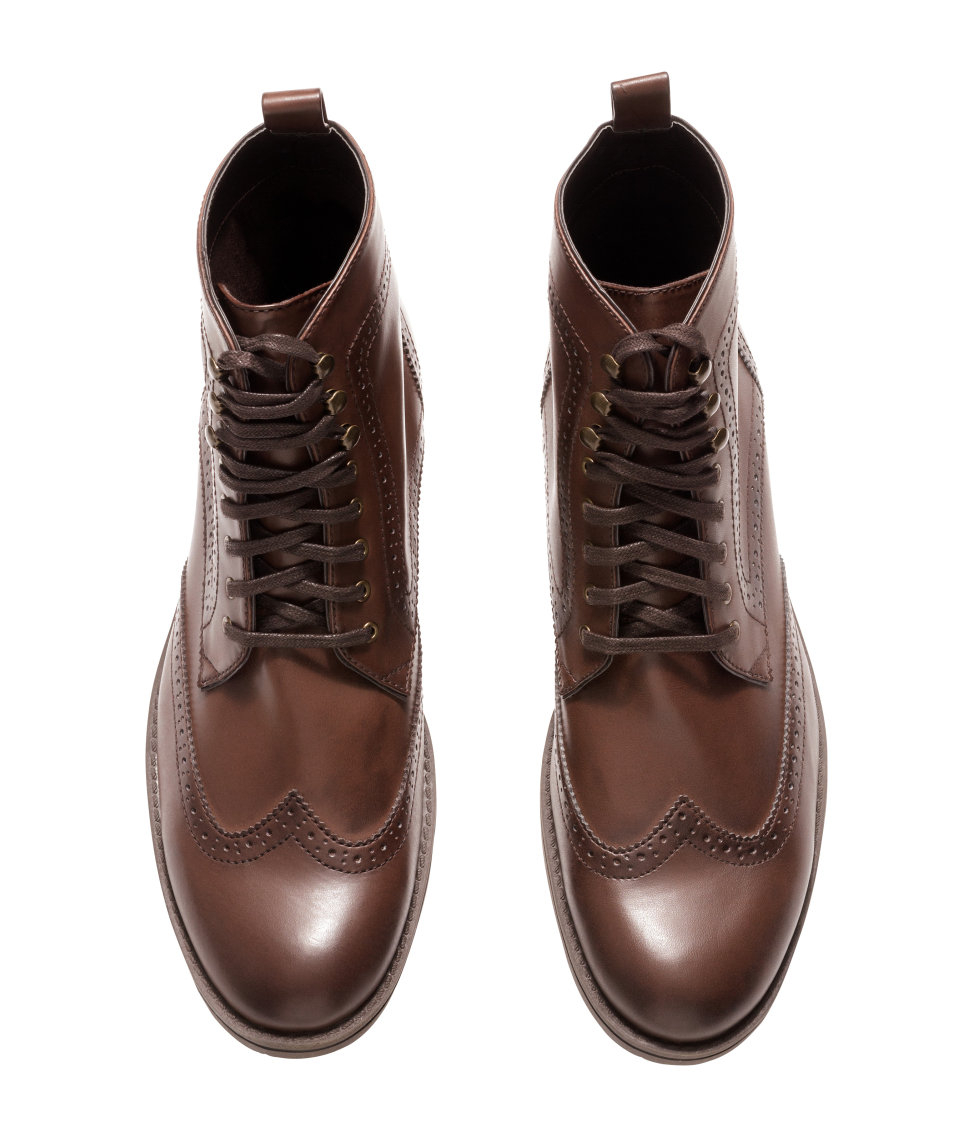 H&M Lace-Up Brogue-Pattern Boots in Dark Brown (Brown) for Men - Lyst